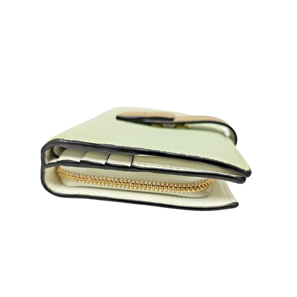LOEWE Puzzle Bifold Wallet Leather Matcha Green Beige SET Box + Booklet AUTH - Picture 4 of 13